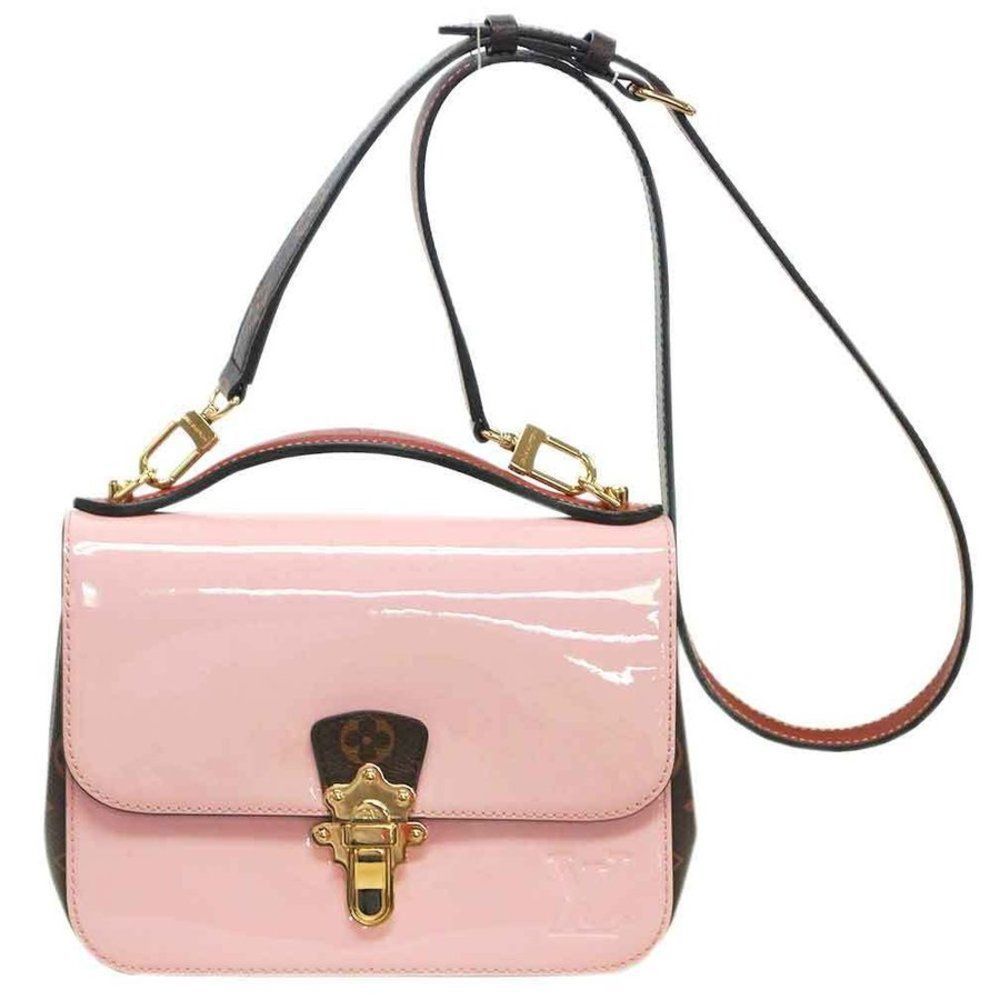Louis Vuitton Monogram Patent Leather Cherry Wood BB Rose Ballerine Shoulder Bag
